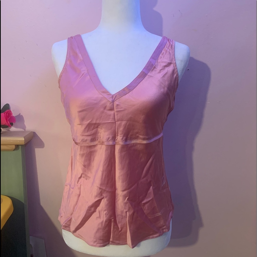 J. Crew Pink Silk V-Neck Tank Top